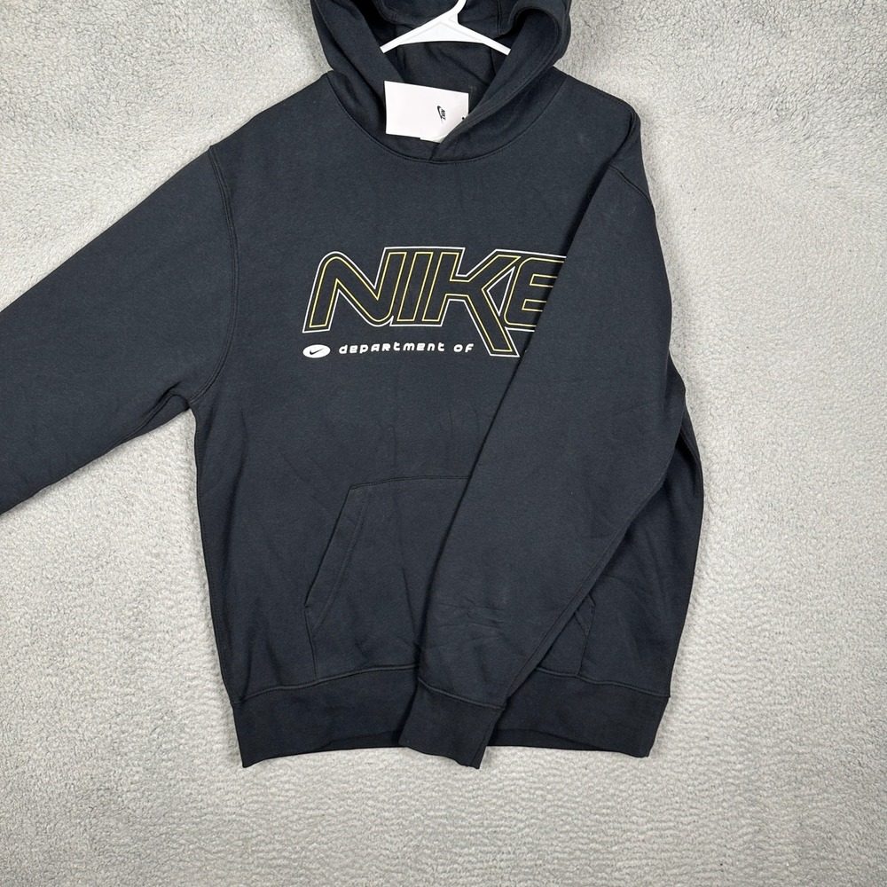 NEW Nike Hoodie Men Large Department of Motion Black Graphic Pullover Sweatshirt